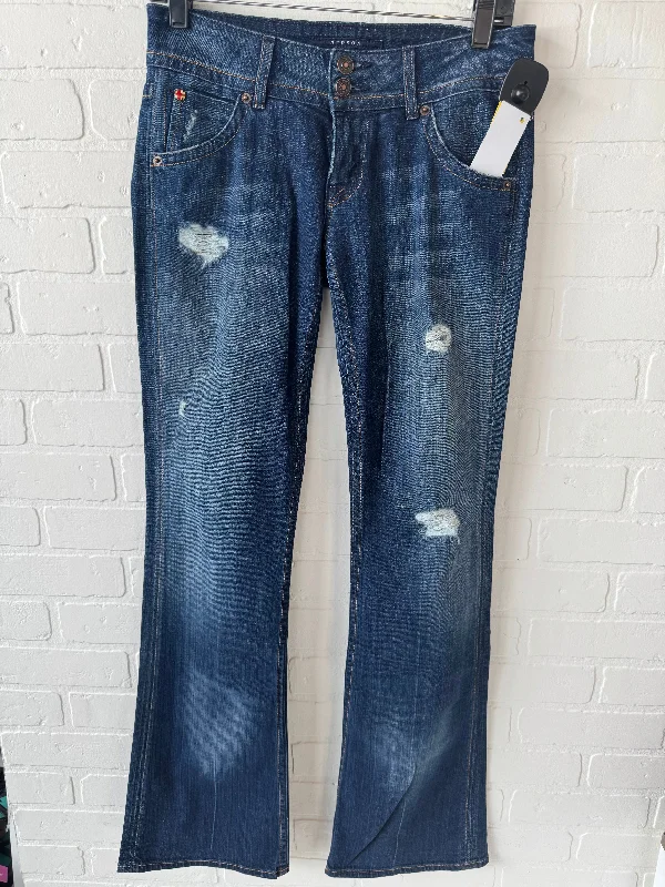 Letter embroidery Jeans Flared By Hudson In Blue Denim, Size: 2