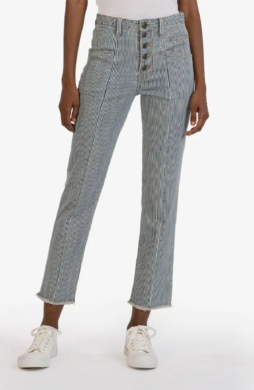 Printed pattern Reese Hi Rise Strght Ankle Straight Leg Jeans In Volant