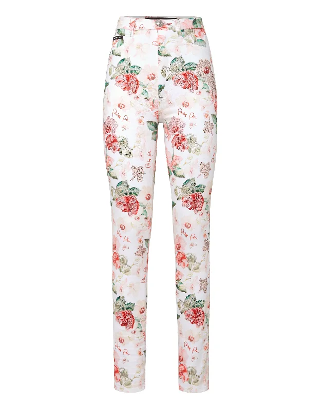 Simple Matching Super High Waist Jegging Flowers