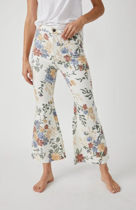 High-end atmosphere Youthquake Printed Crop Flare Jeans In Ivor Combo