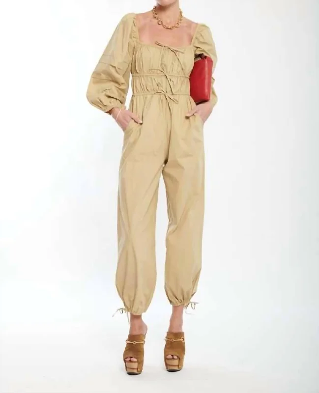 Sports Functional Style Amalie Jumpsuit in Dune