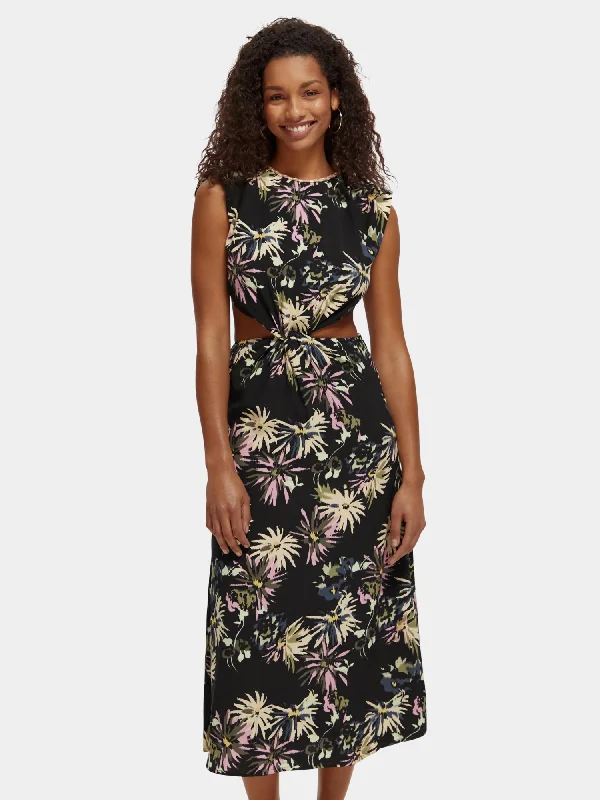 Urban Design Sense Draped structured shoulder midi dress