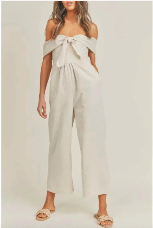 Urban Chic Linen Jumpsuit In Beige
