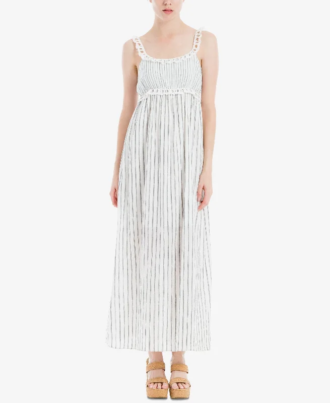 Soft Touch Max Studio London Striped Ruffled Maxi Dress