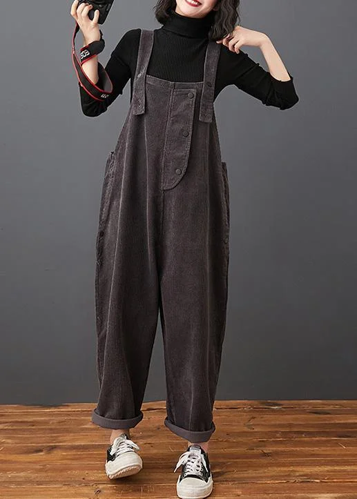 British Style Style Spring Women Pants Plus Size Gray Jumpsuit Pants