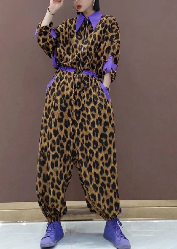 Exquisite Tailoring Unique Leopard Fall Fashion Spring Jumpsuit Pants