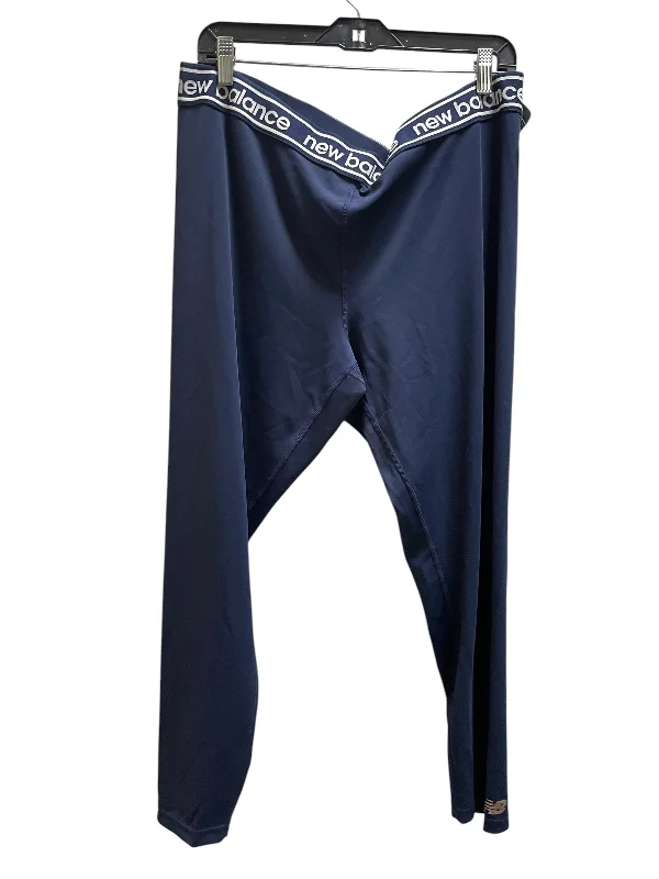 Exquisite Tailoring Athletic Leggings By New Balance In Navy, Size: 2x