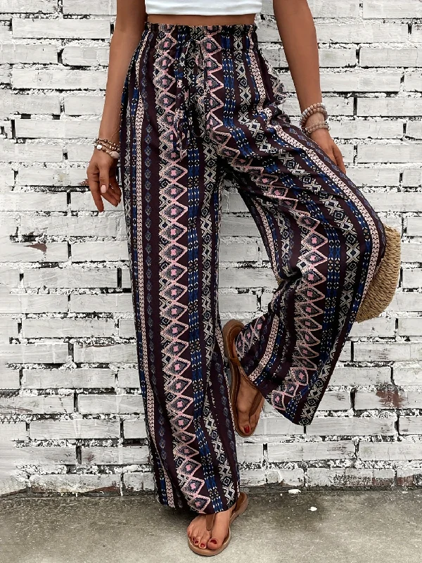 Sports fitness shoes Printed High Waist Wide Leg Pants
