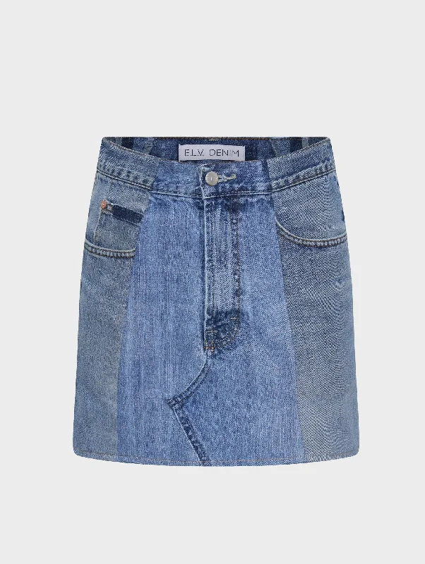 Unique prints Denim Mini Skirt Light Blue