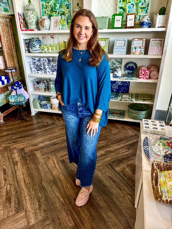 Casual Style Ella Basic Tee: Dark Teal