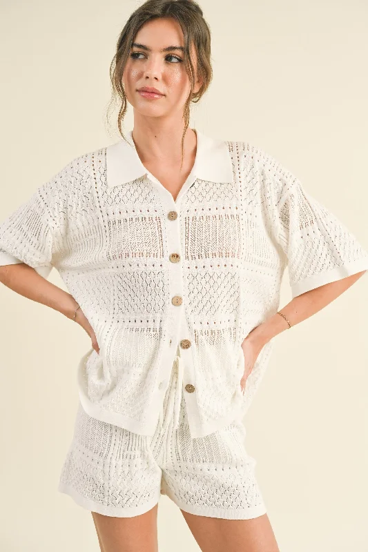British Style Lagoon Knit Woven Top