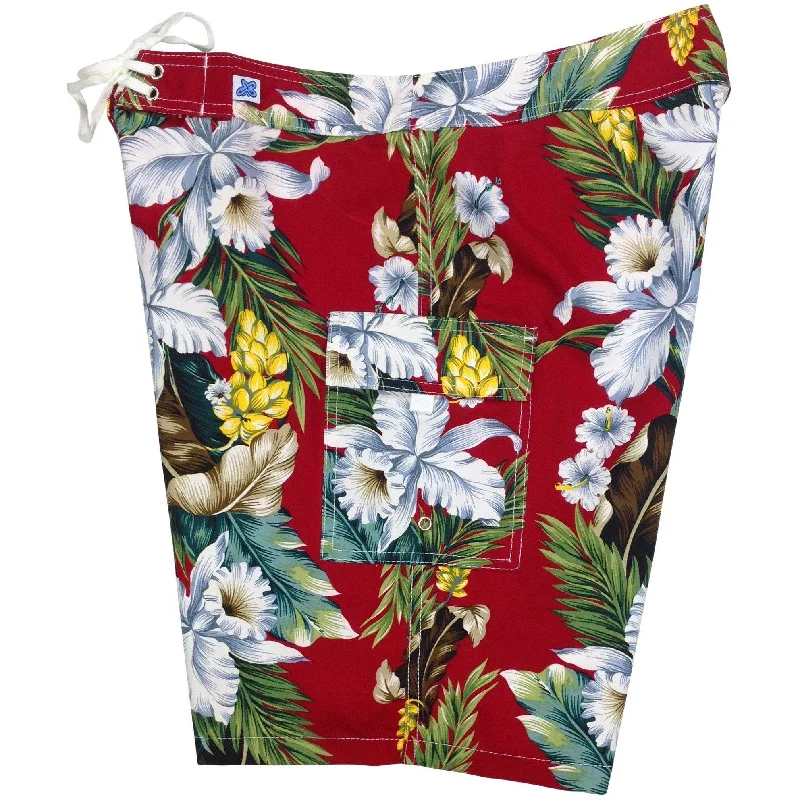 Design And Tailoring "Stranded" Womens Board Shorts - Regular Rise / 10.5" Inseam (Red)